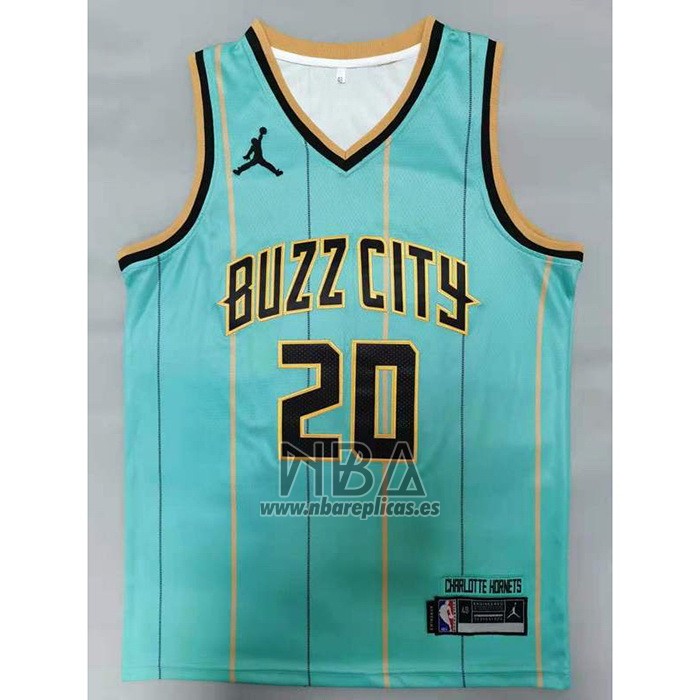 Camiseta Charlotte Hornets Gordon Hayward NO 20 Ciudad 2020-21 Verde